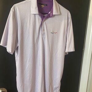 Greg Norman Men's Purple Patterned Golf shirt